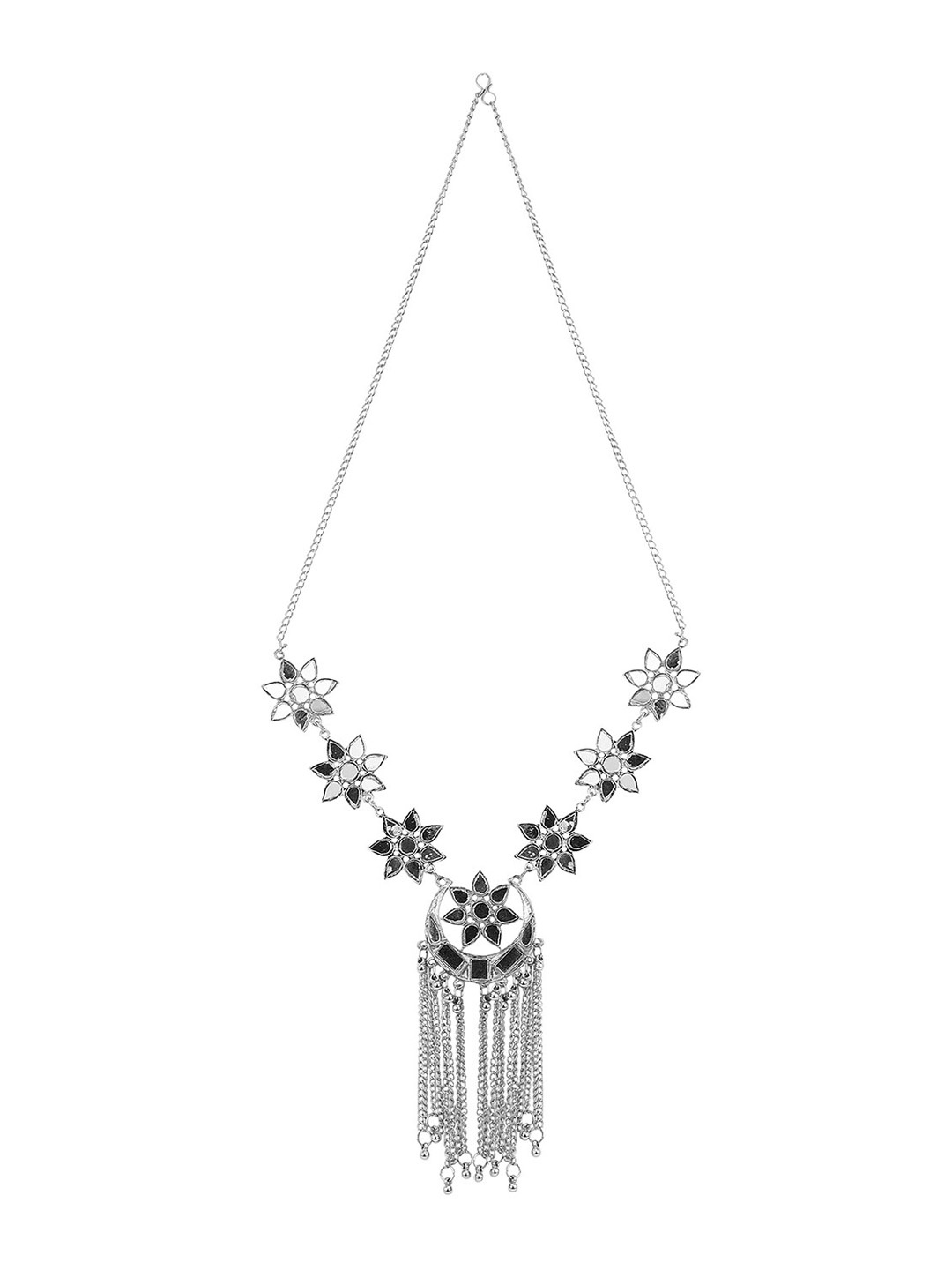 

Samridhi DC Oxidised Silver-Plated Stone-Studded & Beaded Jewellery Set