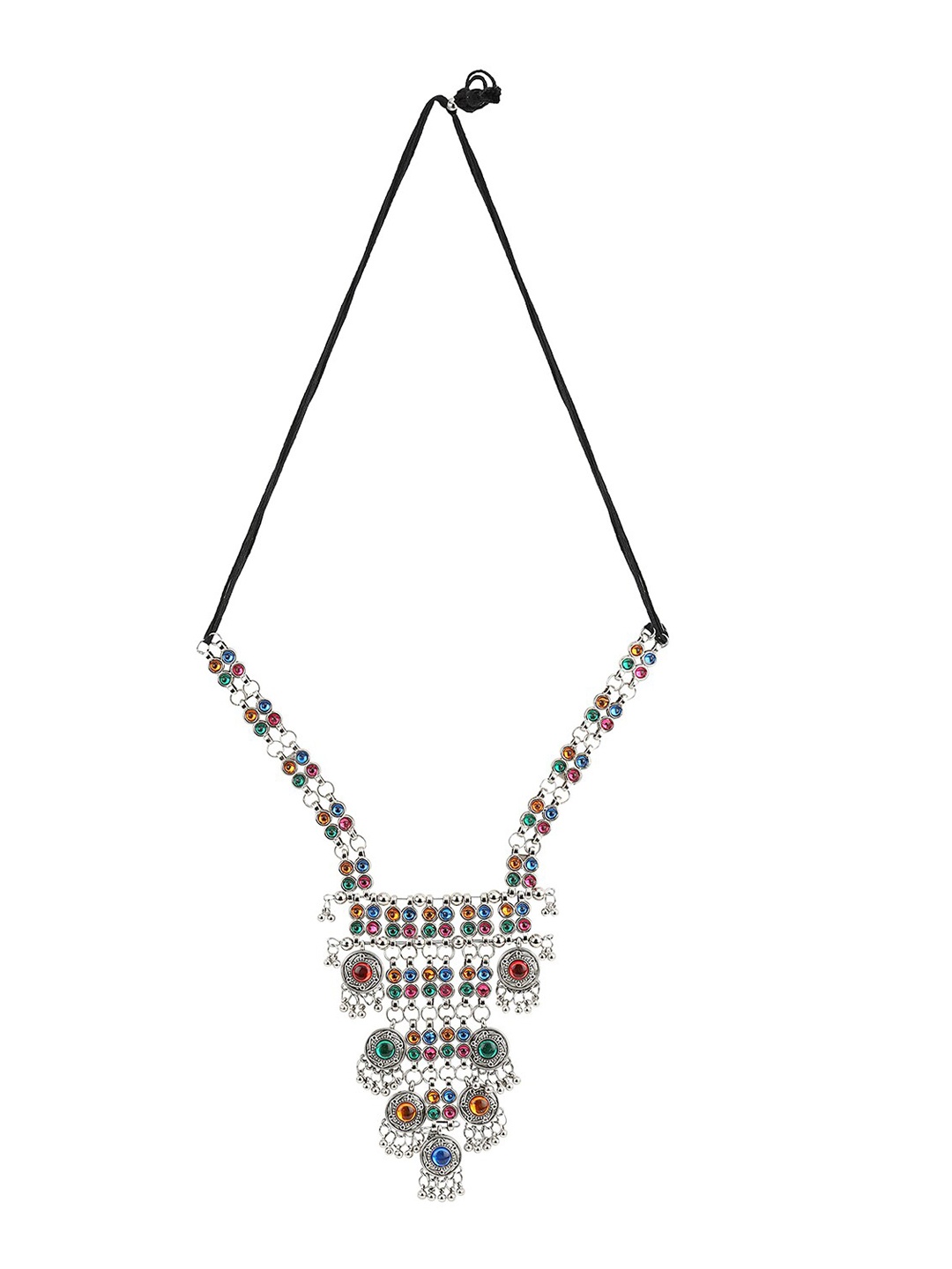 

Samridhi DC Oxidised Silver-Plated Stone-Studded & Beaded Jewellery Set