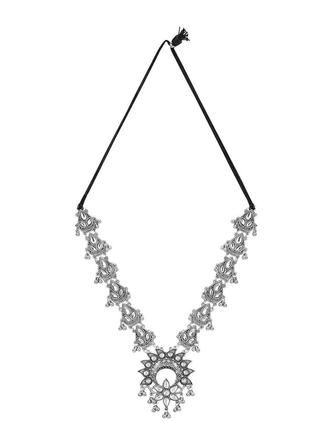 

Samridhi DC Oxidised Silver-Plated Stone-Studded & Beaded Jewellery Set