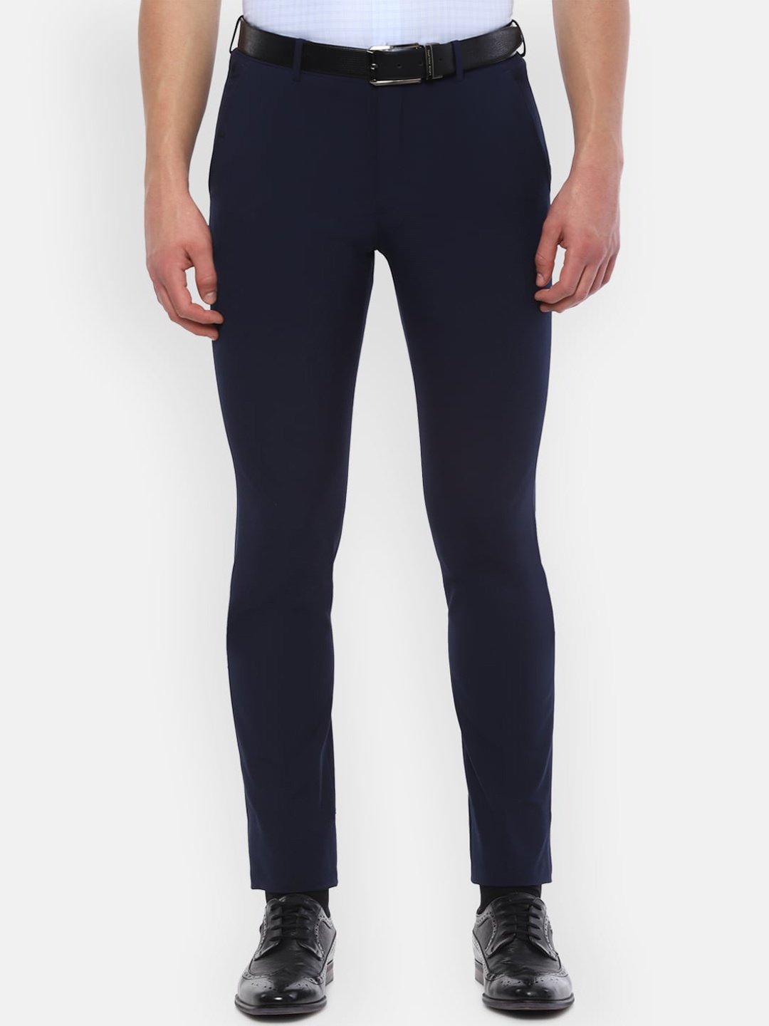 

Louis Philippe Men Mid Rise Skinny Fit Formal Trousers, Navy blue
