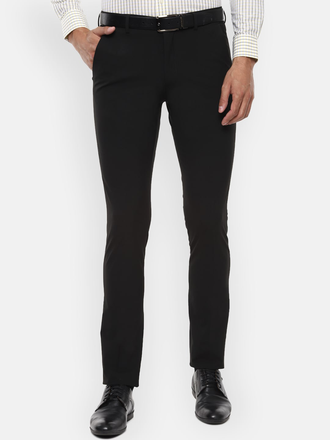 

Louis Philippe Men Mid Rise Skinny Fit Formal Trousers, Black