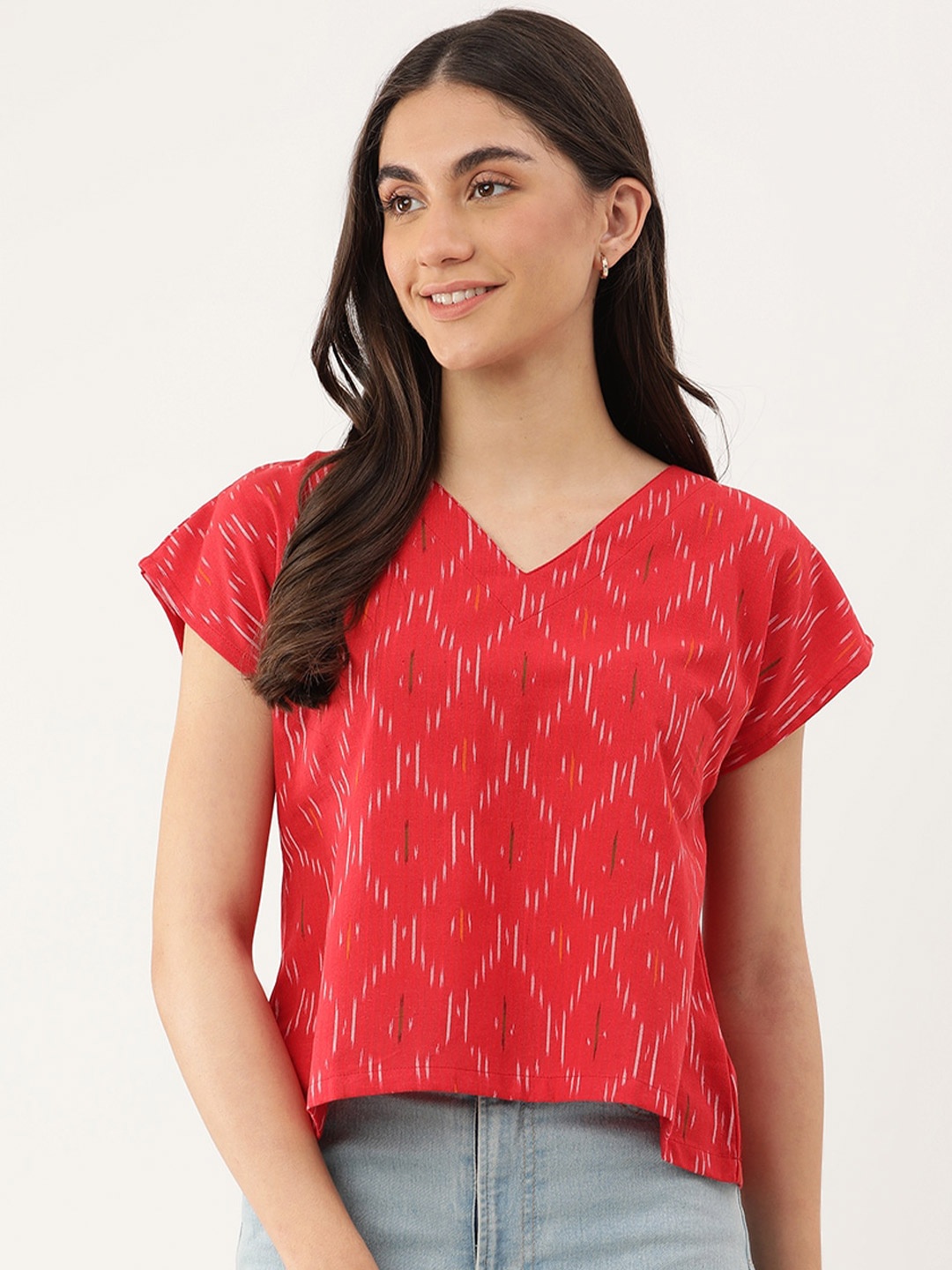 

Lokatita Red Print Cotton Top