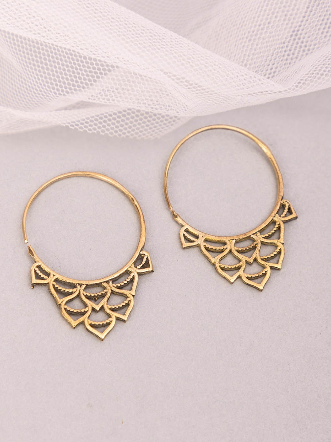 

Studio One Love Brass-Plated Contemporary Hoop Earrings, Gold