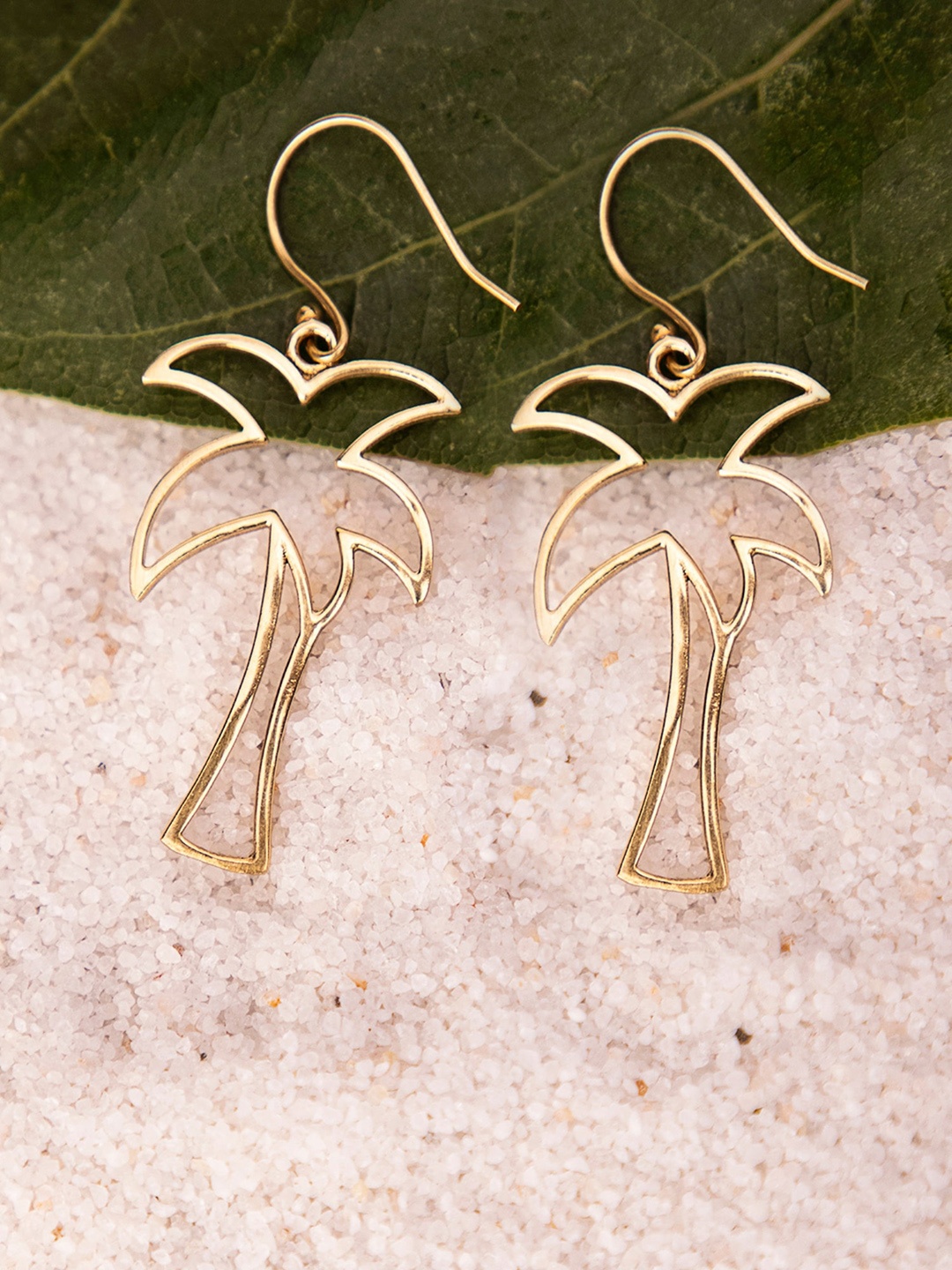 

Studio One Love Brass-Plated Contemporary Drop Earrings, Gold