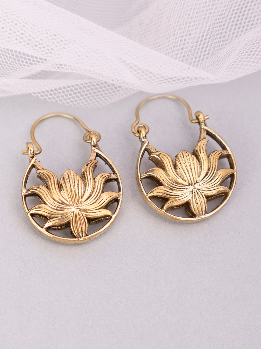 

Studio One Love Floral Hoop Earrings, Gold