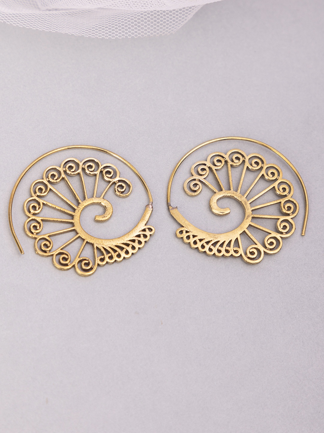 

Studio One Love Brass-Plated Contemporary Hoop Earrings, Gold