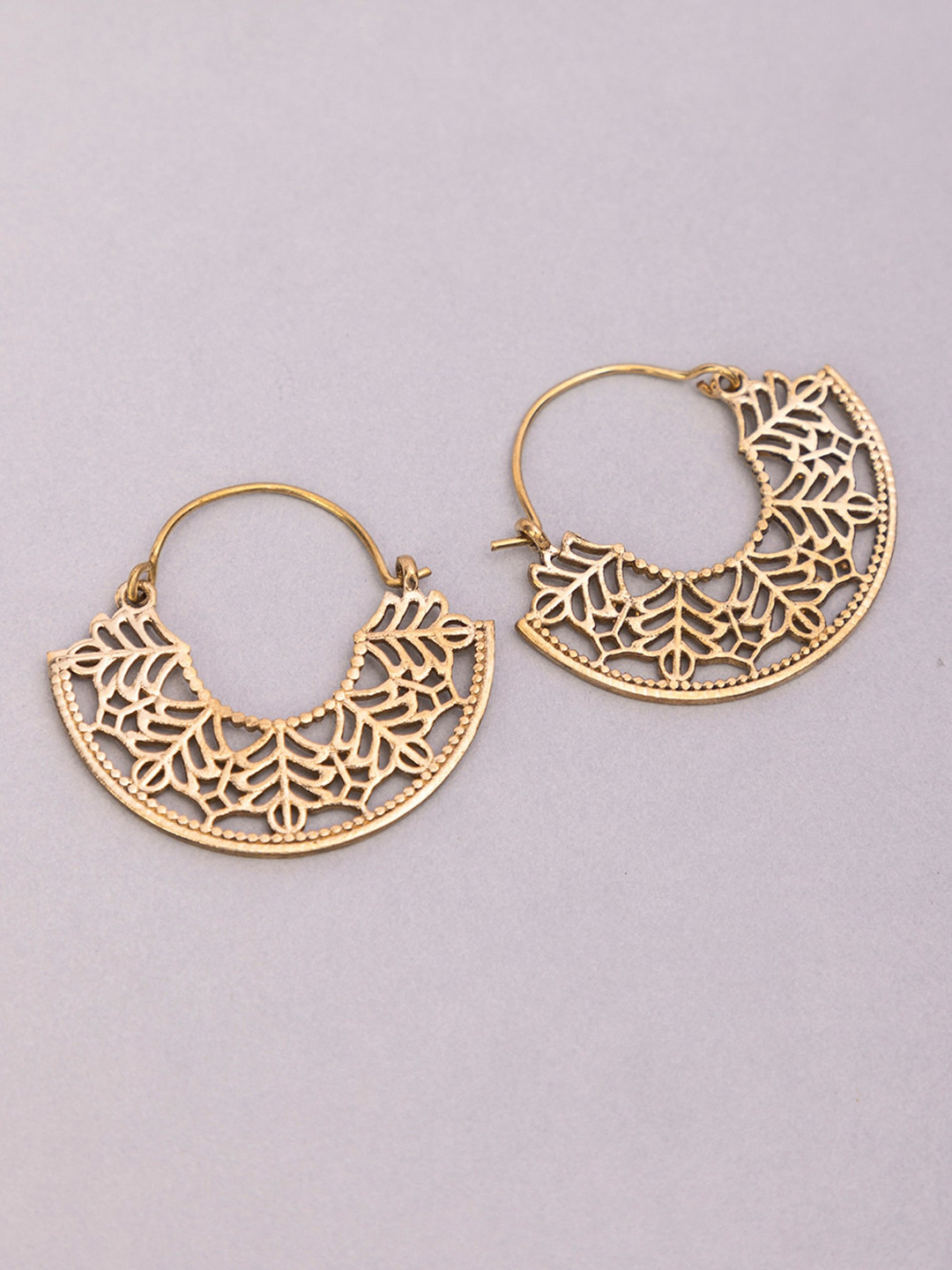 

Studio One Love Brass-Plated Contemporary Hoop Earrings, Gold
