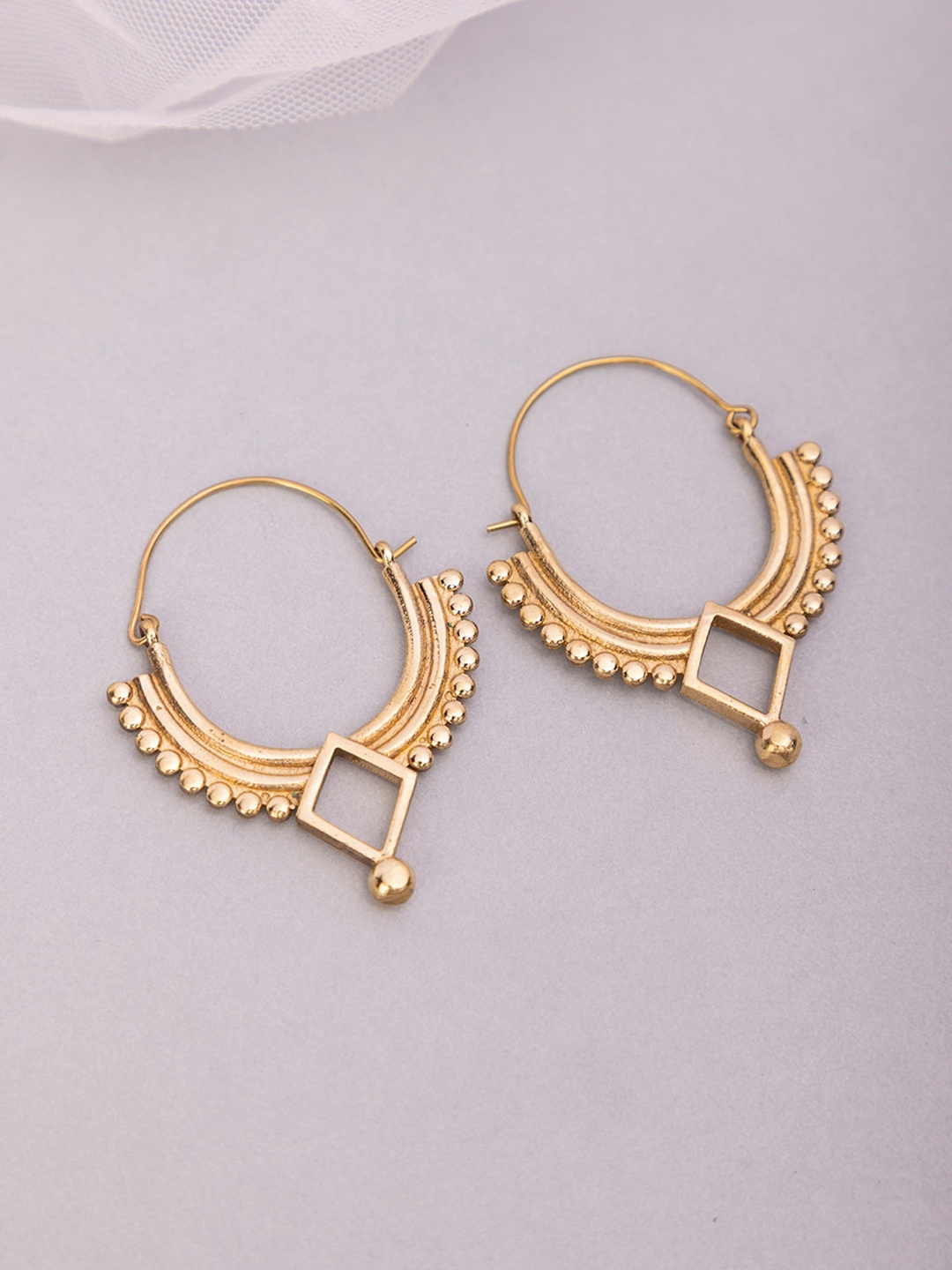 

Studio One Love Brass-Plated Contemporary Hoop Earrings, Gold