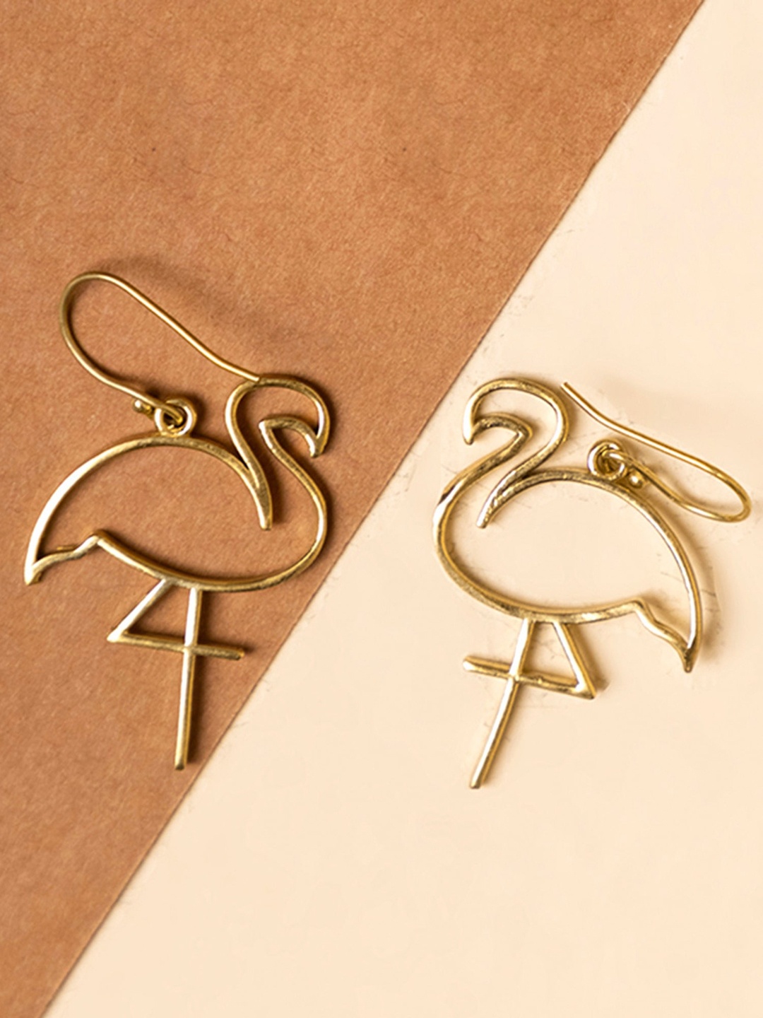 

Studio One Love Brass-Plated Contemporary Drop Earrings, Gold