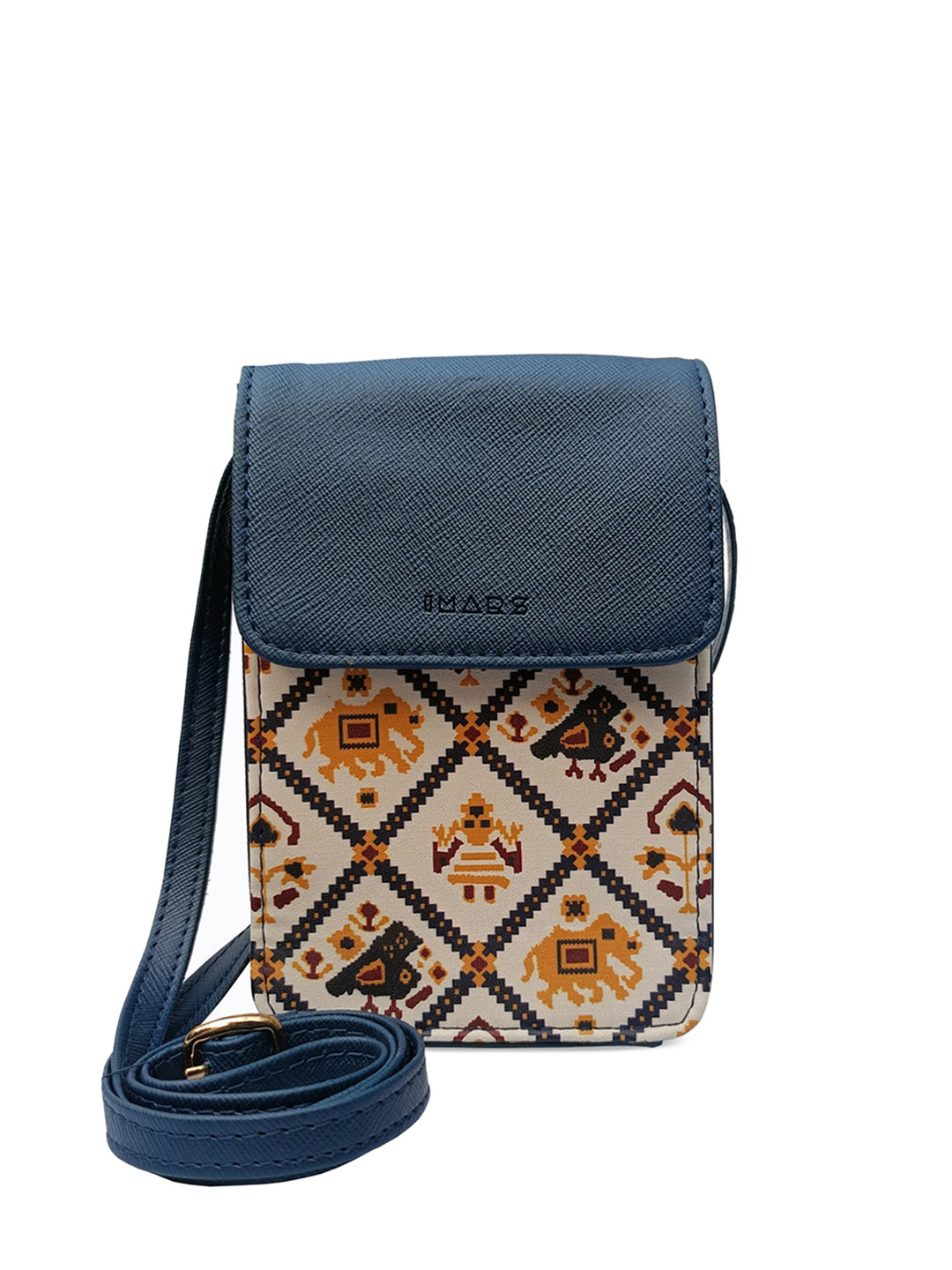 

IMARS Geometric Printed Water Resistant Structured Sling Bag, Blue