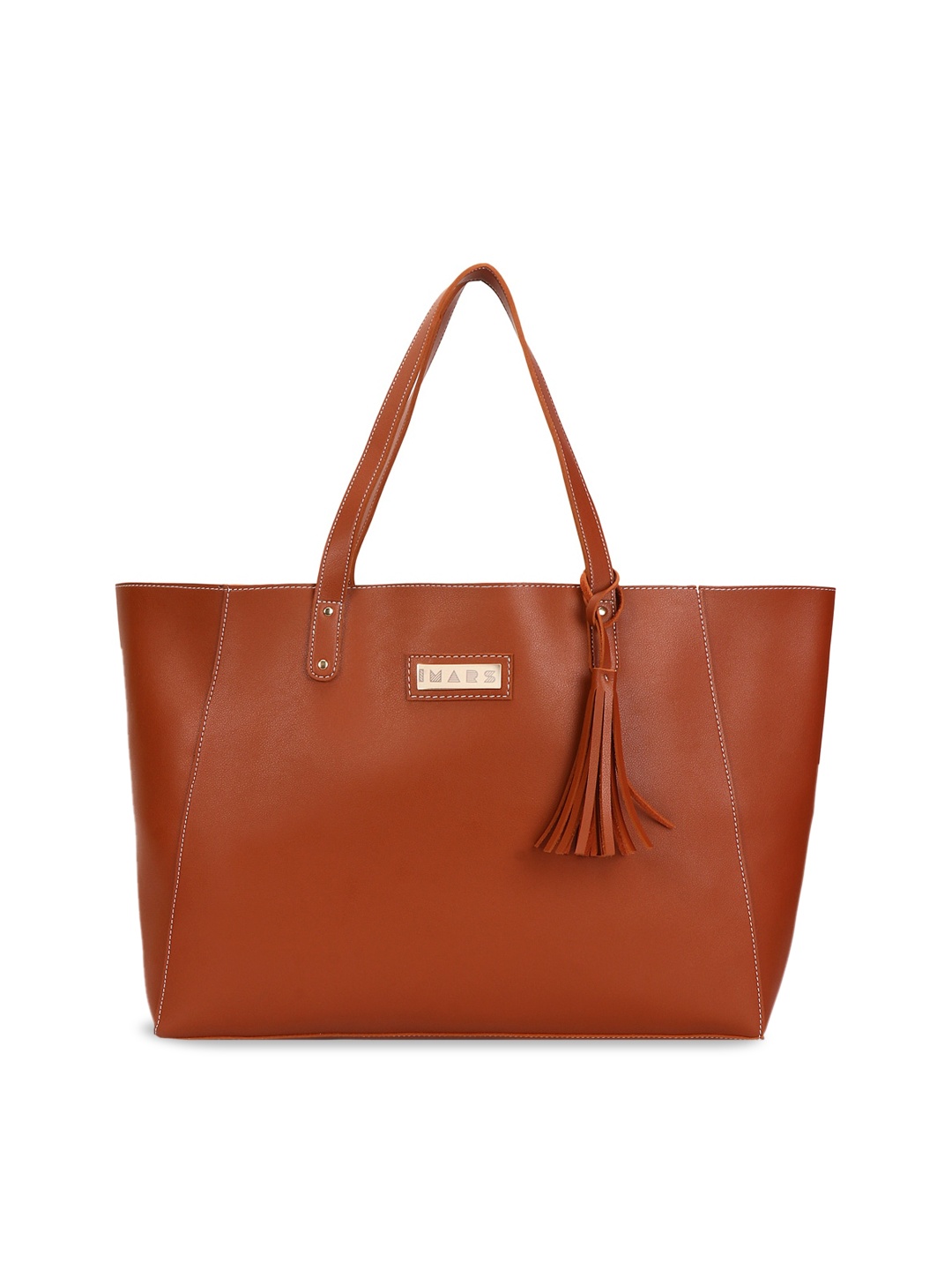 

IMARS Oversized Structured Tote Bag with Tasselled, Tan