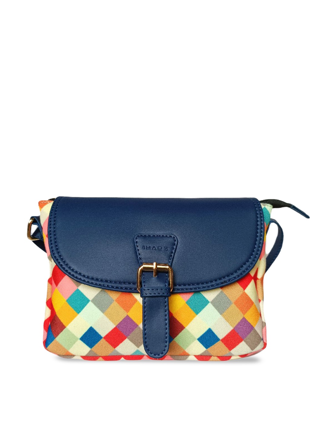 

IMARS Blue Geometric Printed Structured Sling Bag