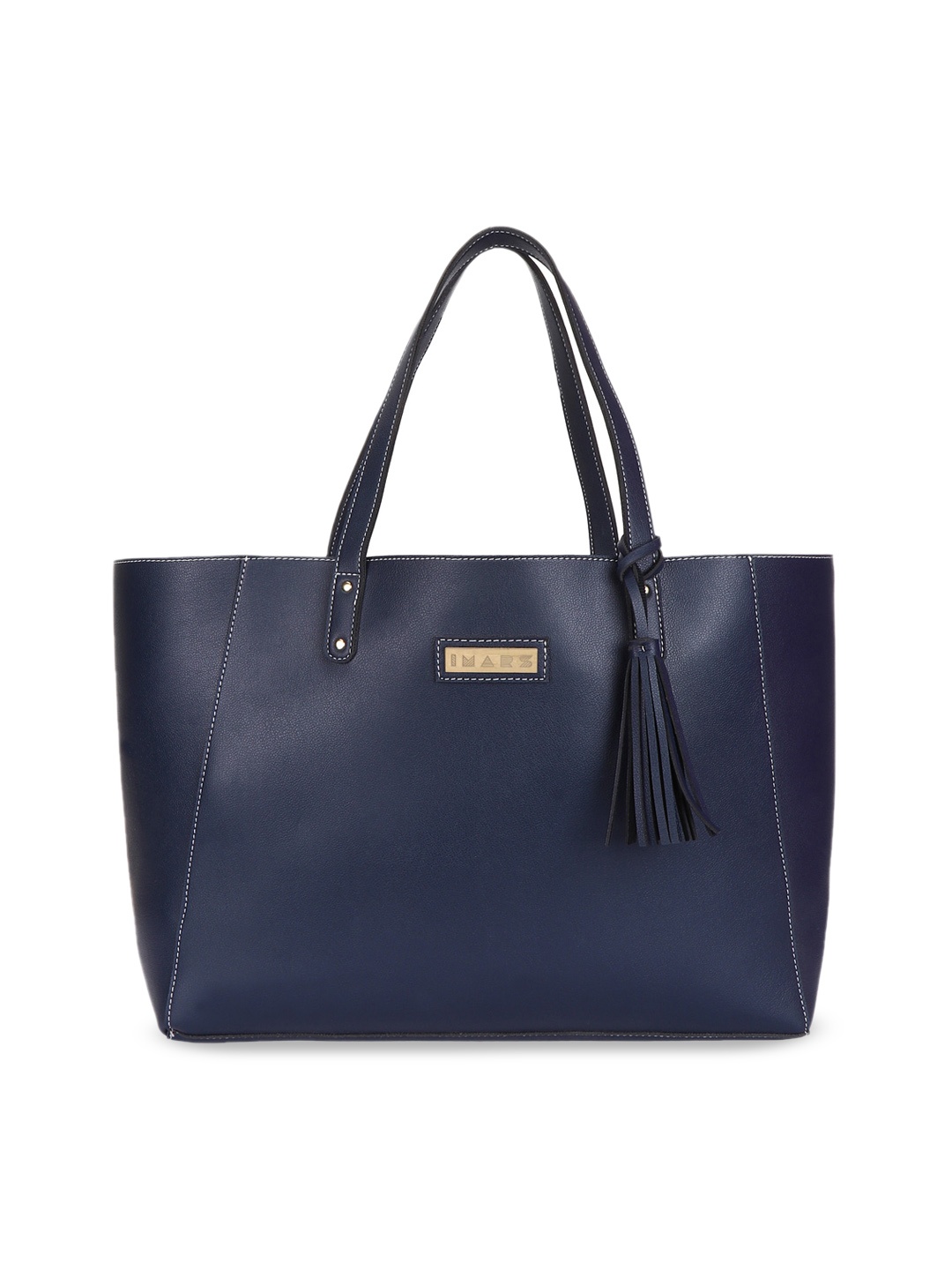 IMARS Oversized Structured Shoulder Bag With Tasselled, Blue