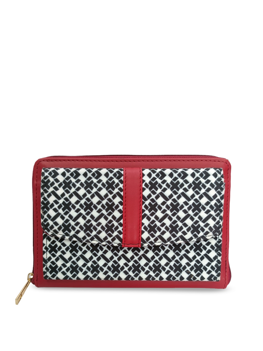 

IMARS Geometric Printed Structured Sling Bag, Red