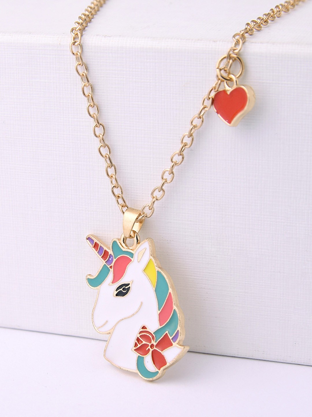 

EL REGALO Kids Girls Green Gold-Plated Necklace