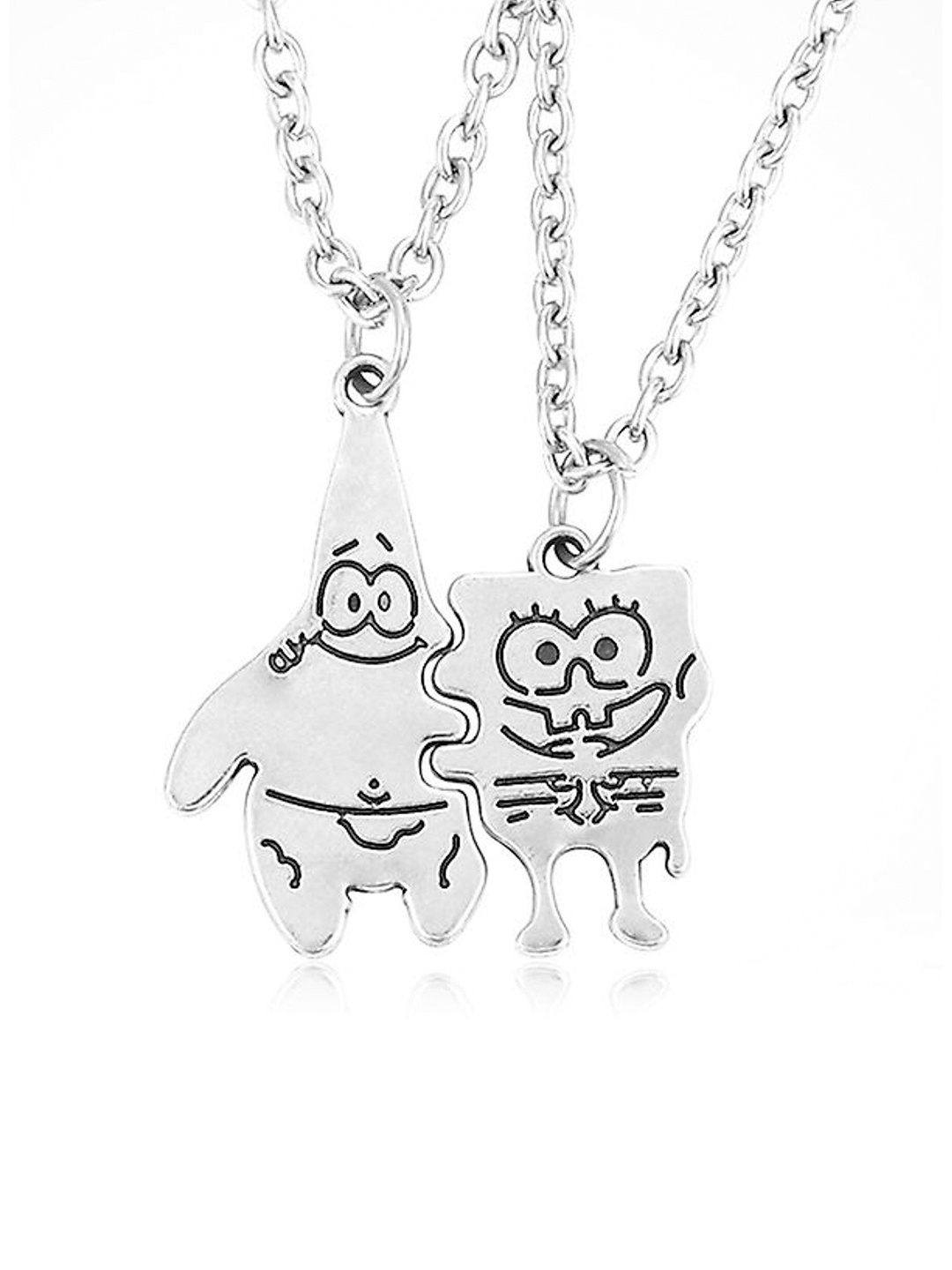 

EL REGALO 2Pcs Silver-Plated Necklace