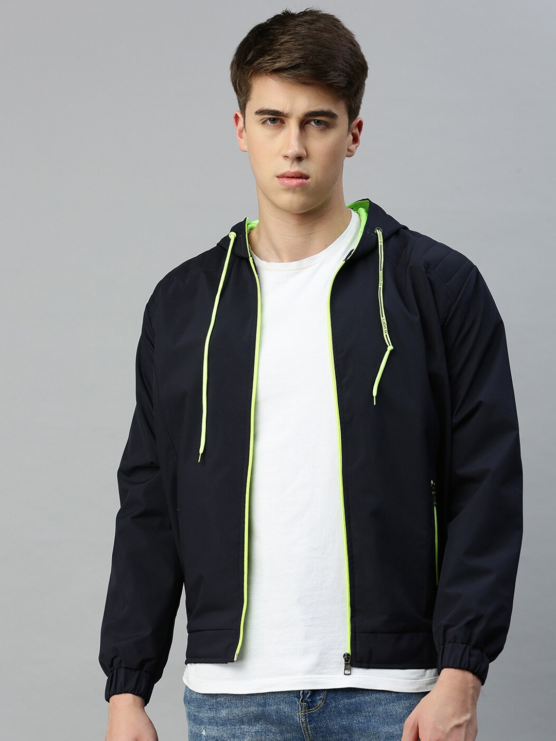 

VOXATI Hooded Bomber Jacket, Navy blue