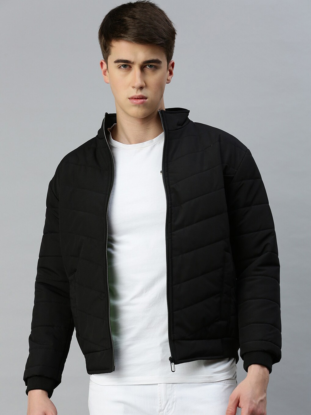 

VOXATI Men Mock Collar Puffer Jacket, Black