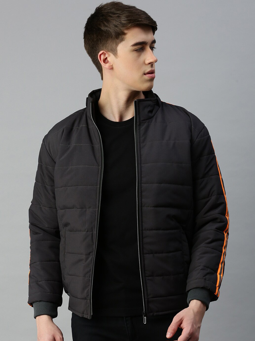 

VOXATI Stand Collar Padded Jacket, Grey