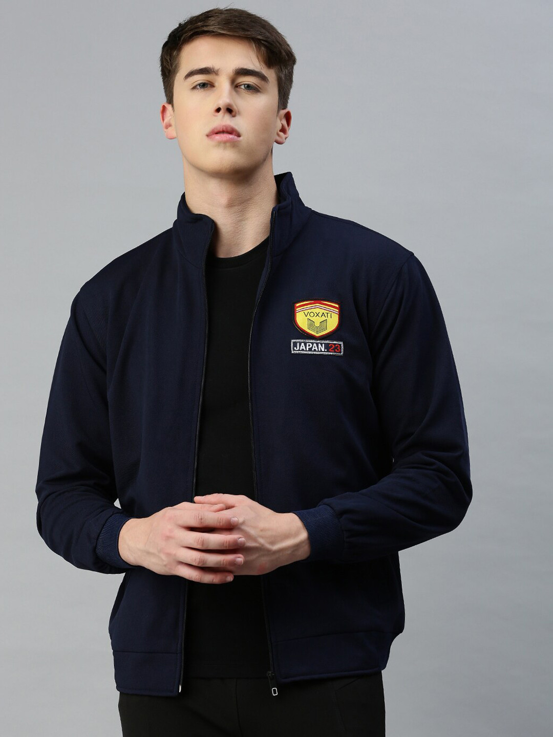 

VOXATI Stand Collar Bomber Jacket, Navy blue