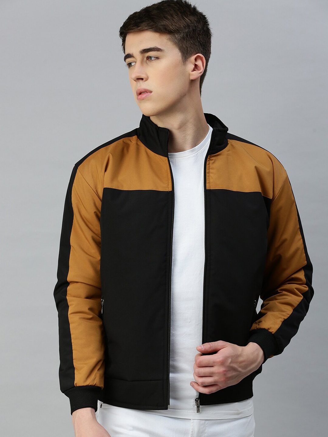 

VOXATI Colourblocked Bomber Jacket, Black