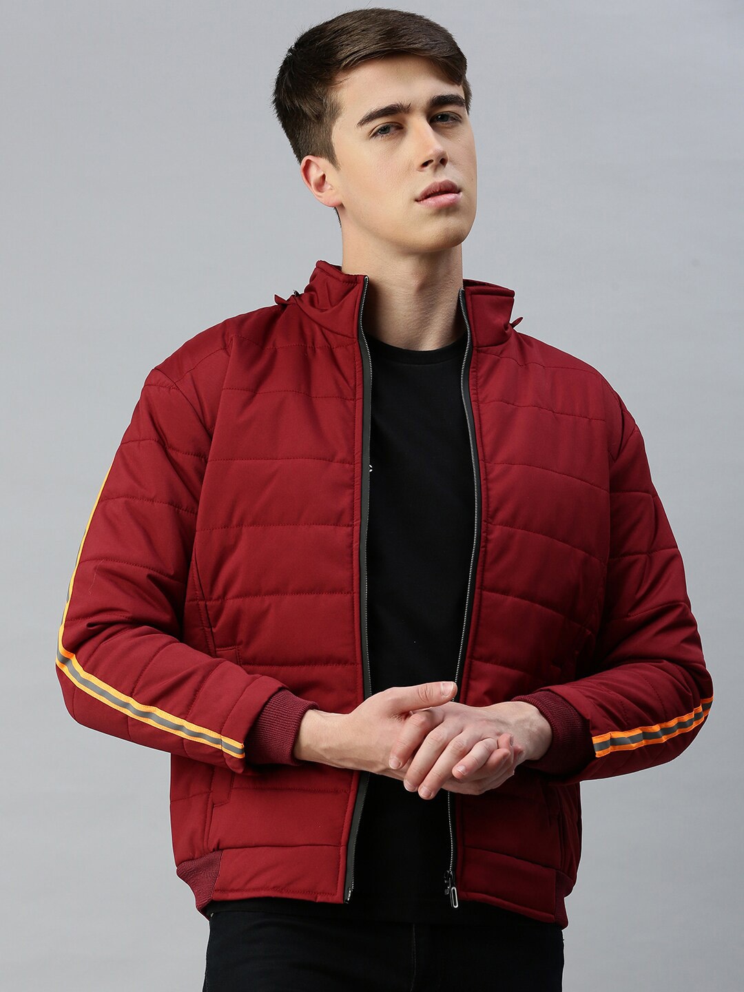 

VOXATI Long Sleeve Hooded Padded Jacket, Maroon