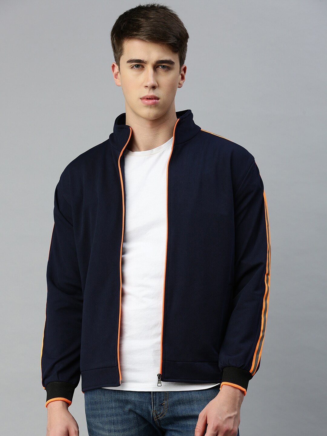 

VOXATI Stand Collar Bomber Jacket, Blue