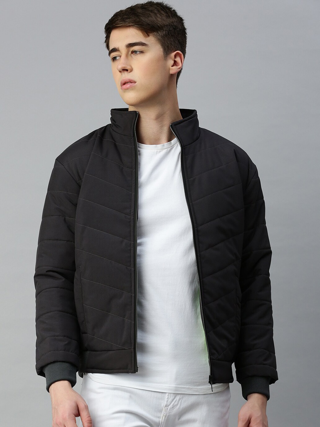 

VOXATI Camouflage Colourblocked Padded Jacket, Grey