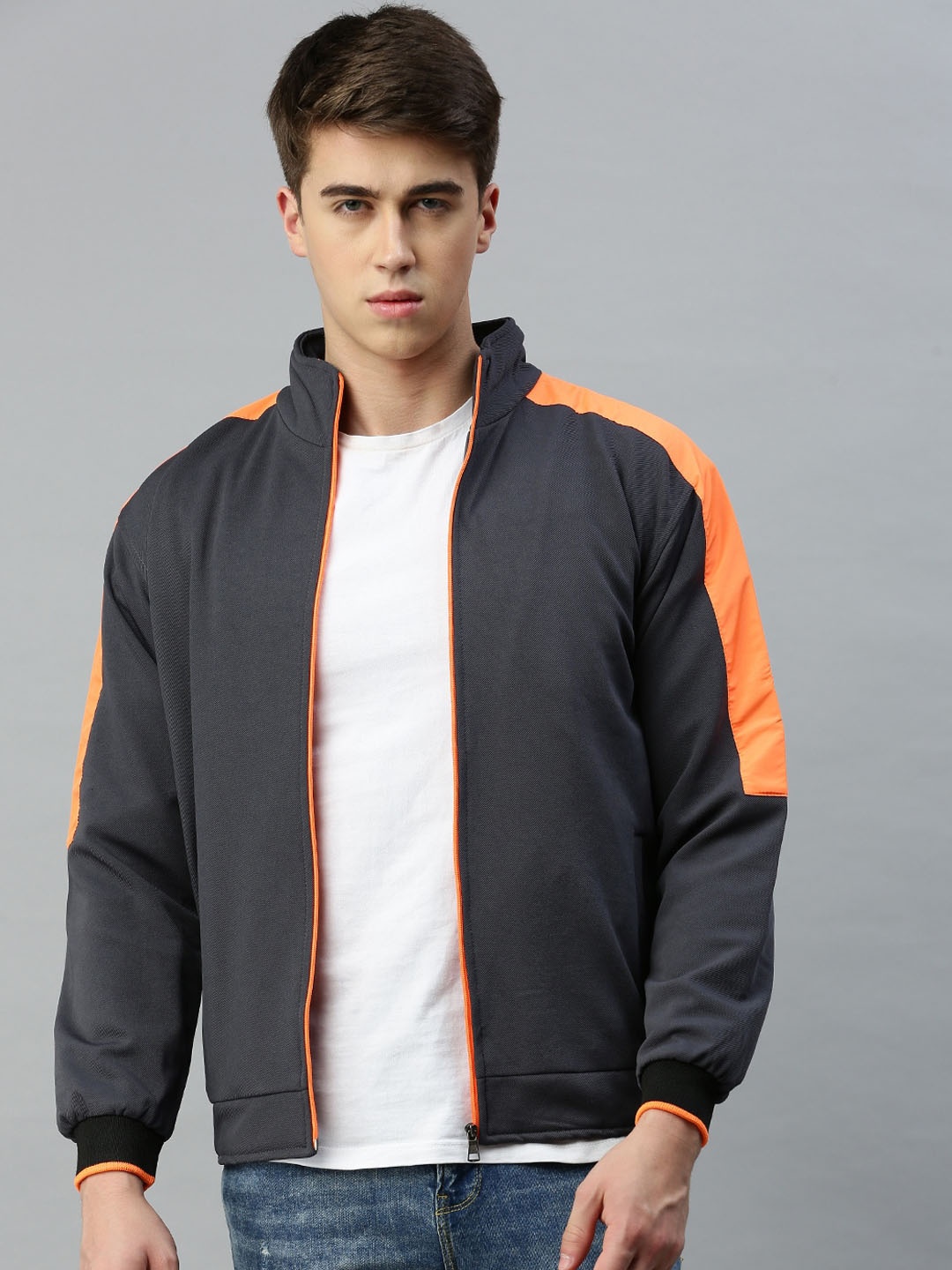 

VOXATI Mock Collar Sporty Jacket, Grey