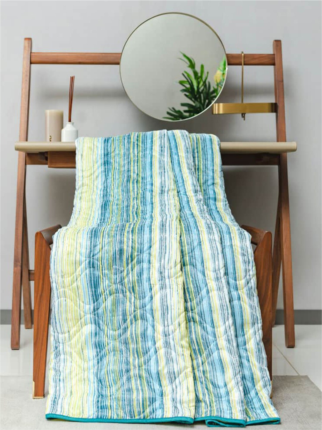 

URBAN SPACE Grey & Blue Printed Pure Cotton Double Queen Bedding Set