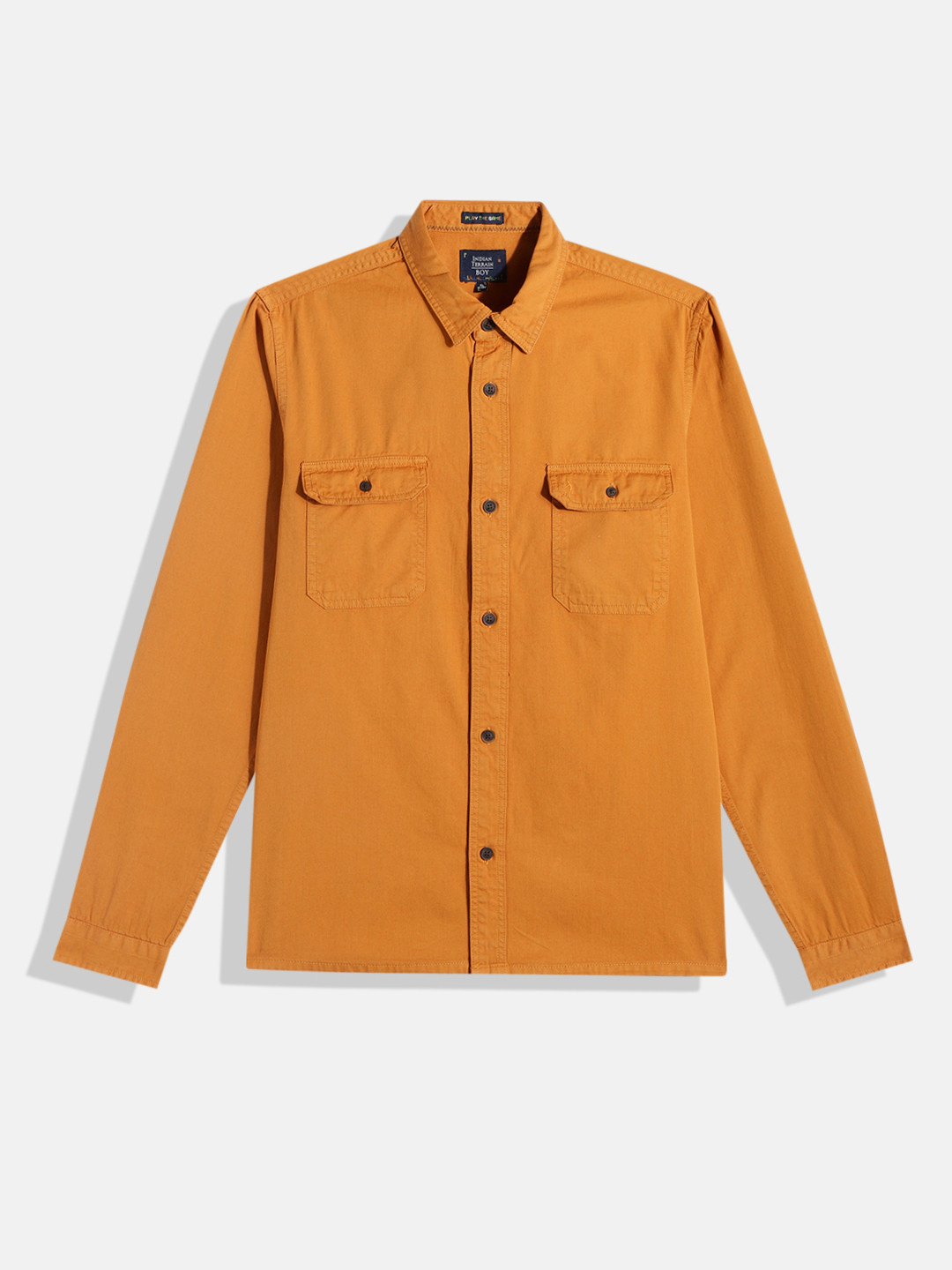 

Indian Terrain Boys Straight Opaque Graphic Printed Pure Cotton Casual Shirt, Mustard