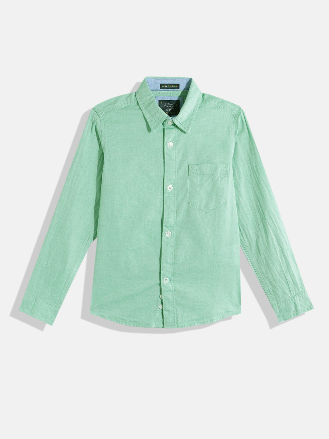 

Indian Terrain Boys Straight Pure Cotton Casual Shirt, Green