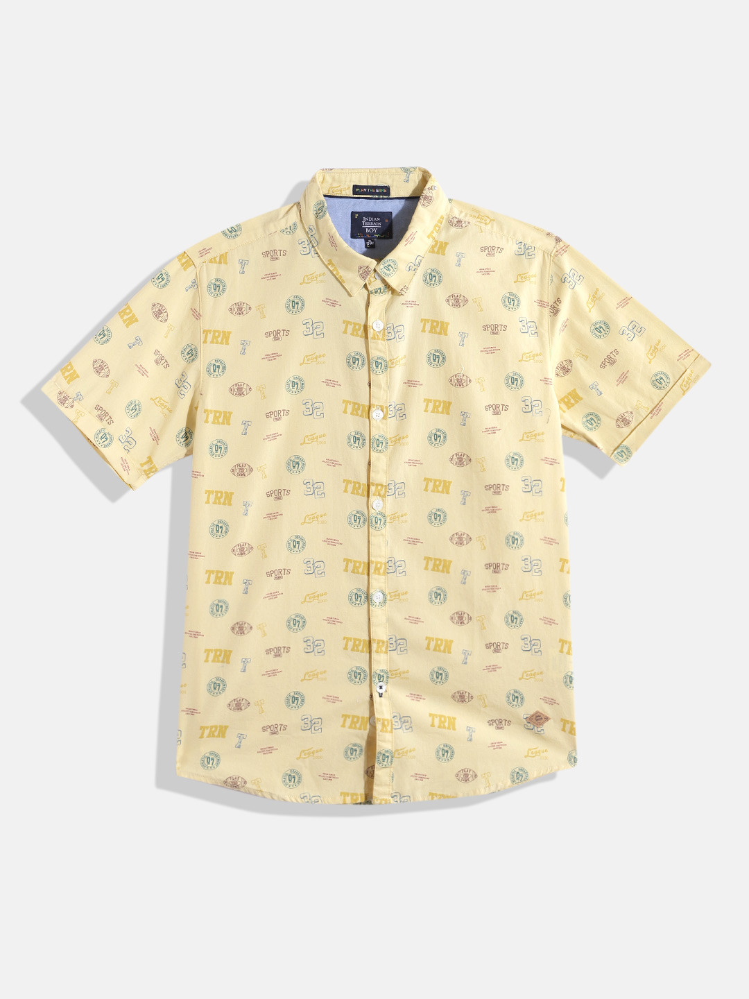 

Indian Terrain Boys Straight Printed Pure Cotton Casual Shirt, Yellow