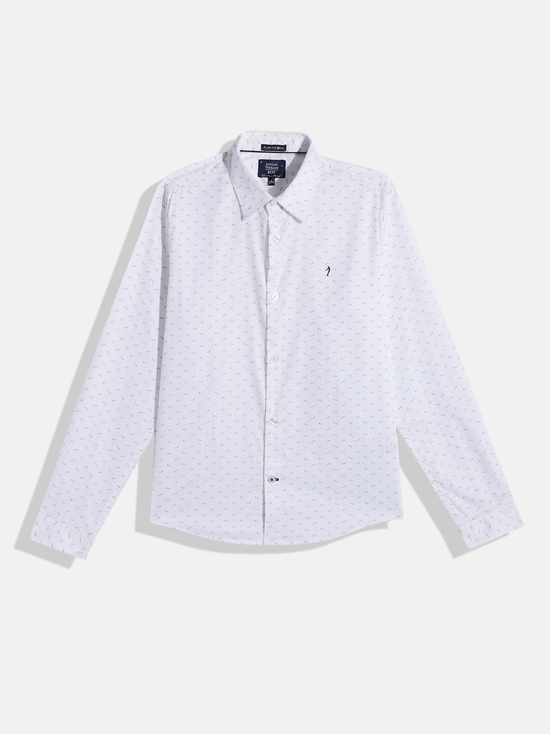 

Indian Terrain Boys Micro Ditsy Printed Pure Cotton Casual Shirt, White