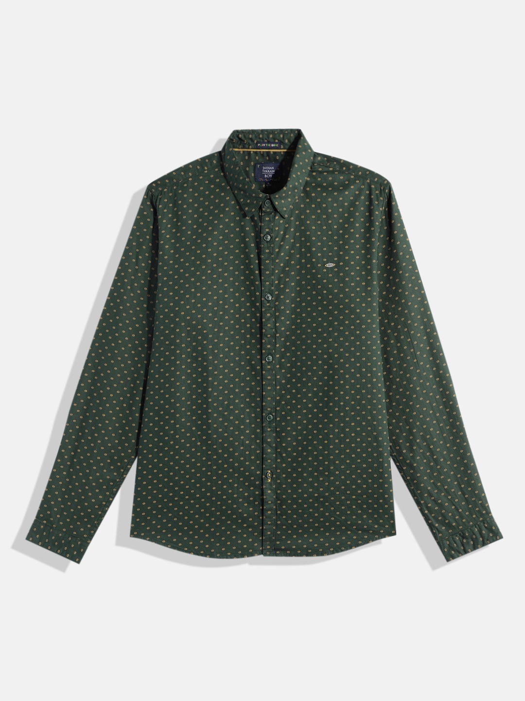 

Indian Terrain Boys Printed Pure Cotton Casual Shirt, Green