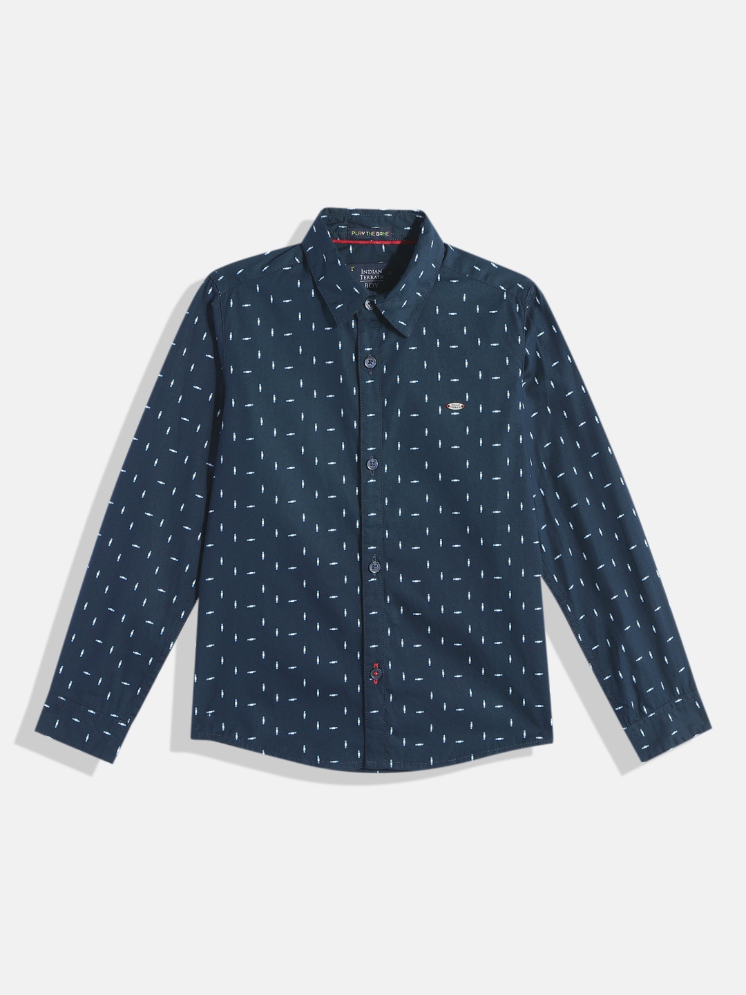 

Indian Terrain Boys Printed Pure Cotton Casual Shirt, Navy blue
