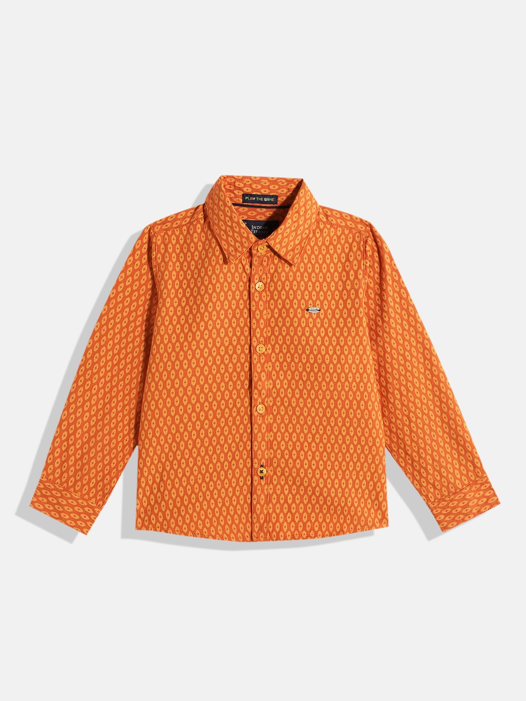 

Indian Terrain Boys Straight Opaque Abstract Printed Casual Shirt, Orange