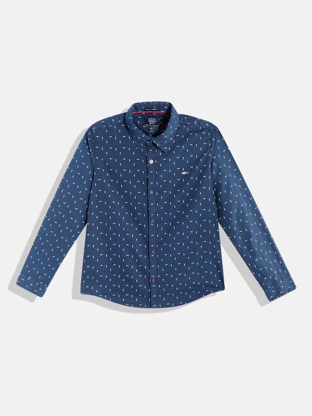 

Indian Terrain Boys Straight Printed Pure Cotton Casual Shirt, Blue