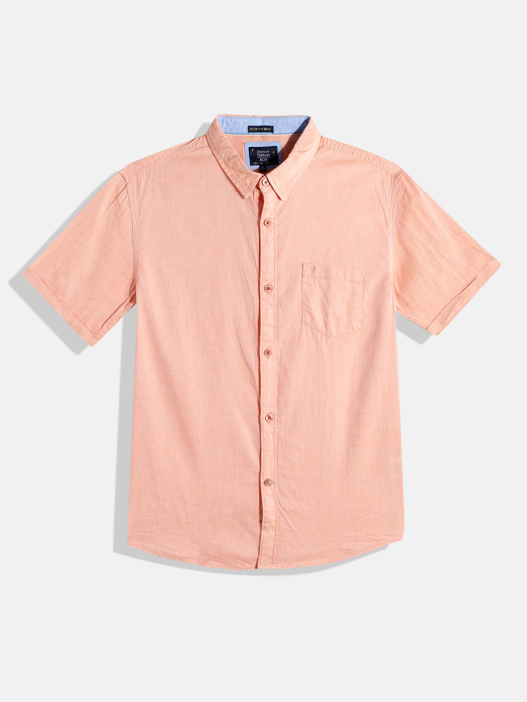 

Indian Terrain Boys Straight Pure Cotton Casual Shirt, Orange