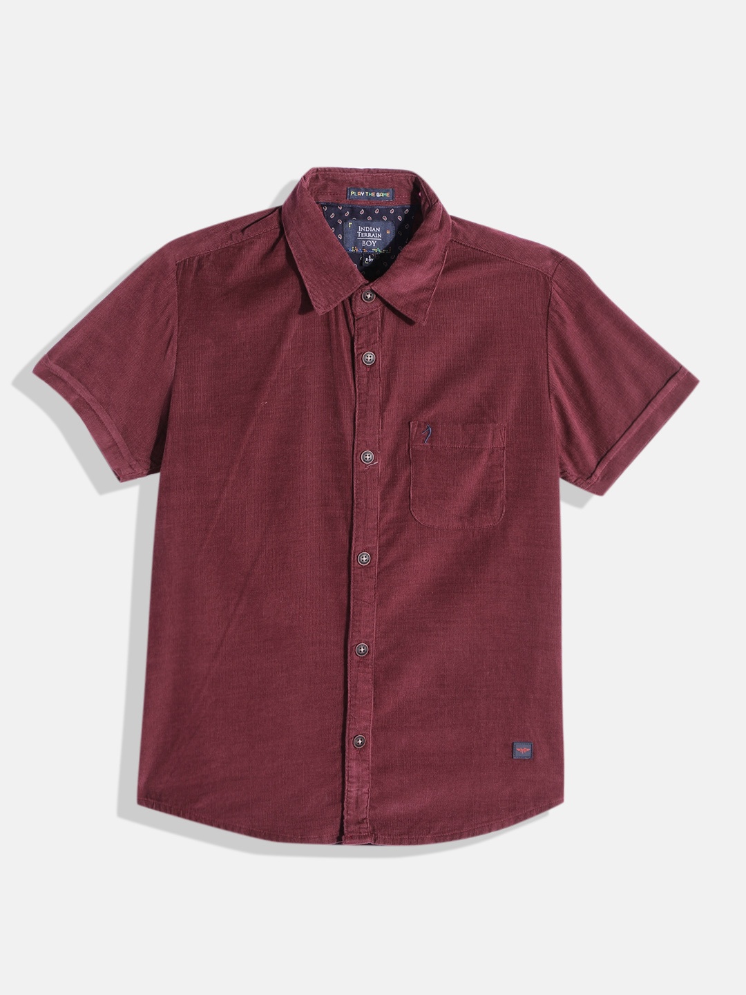 

Indian Terrain Boys Straight Opaque Corduroy Casual Shirt, Burgundy