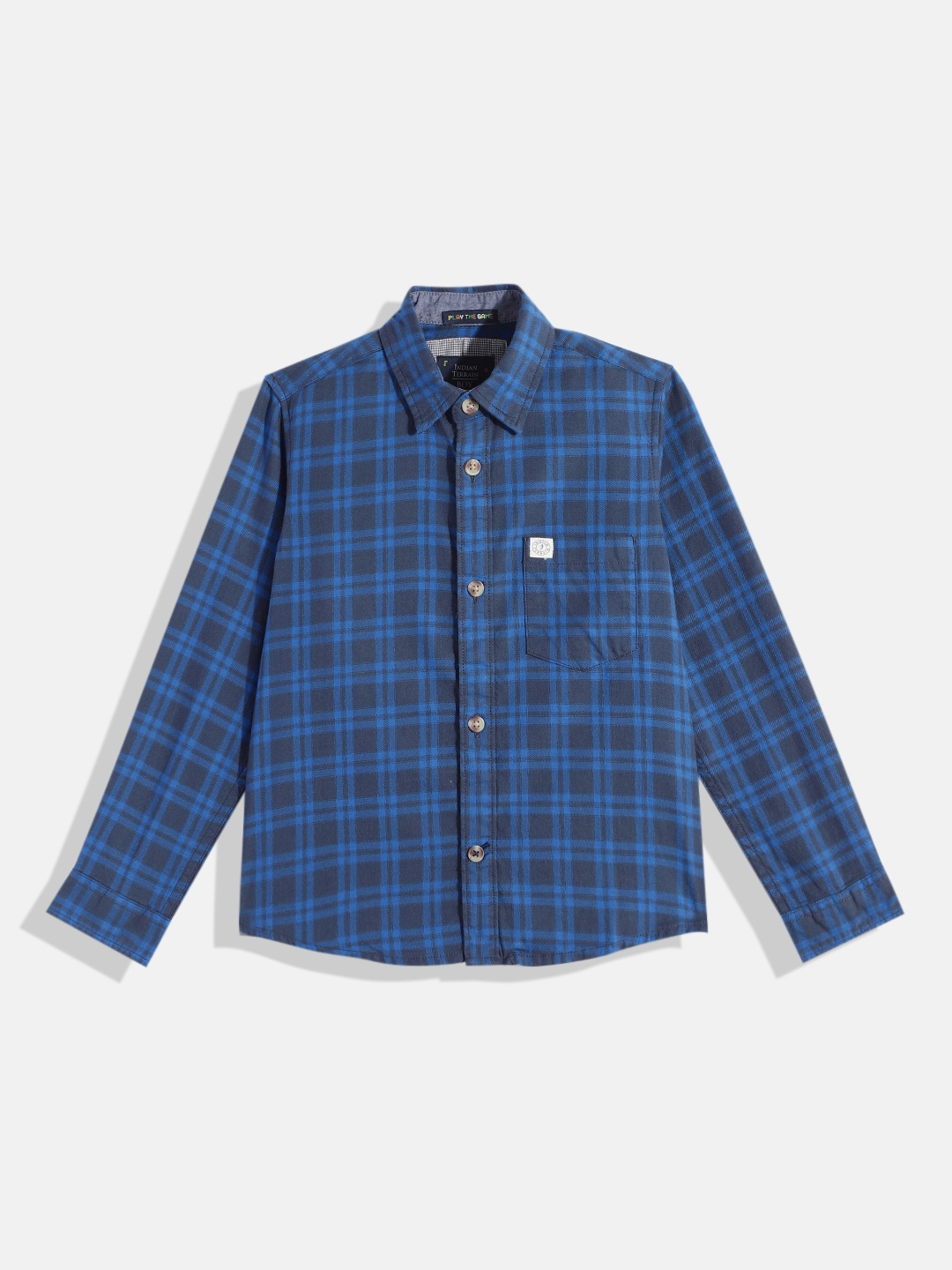 

Indian Terrain Boys Checked Pure Cotton Casual Shirt, Blue