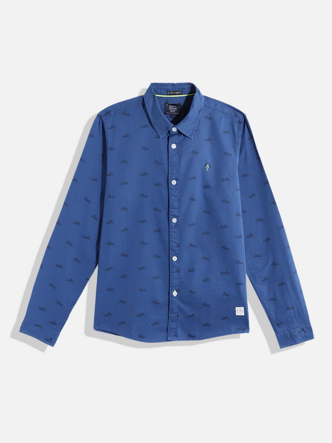 

Indian Terrain Boys Straight Printed Pure Cotton Casual Shirt, Blue