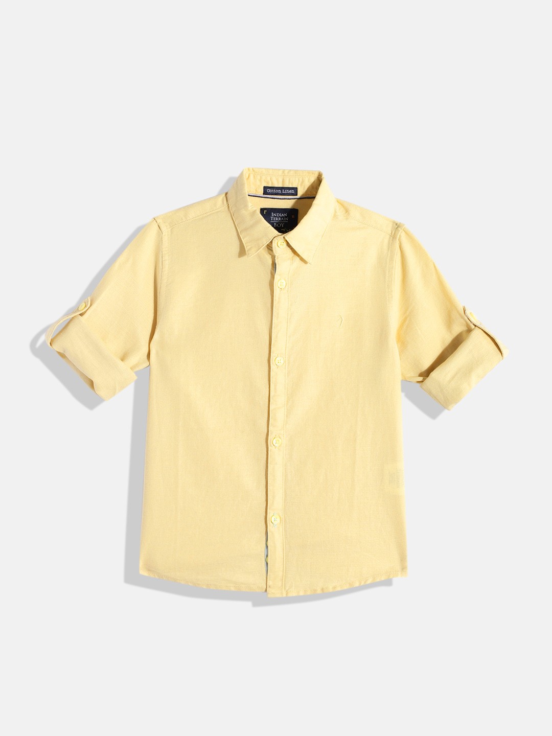 

Indian Terrain Boys Straight Cotton Linen Opaque Casual Shirt, Yellow