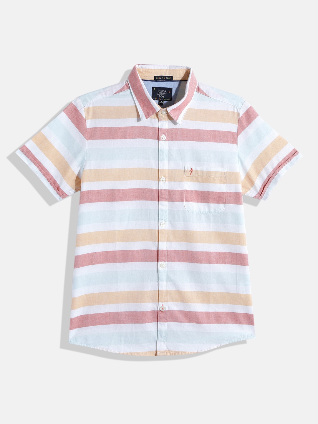 

Indian Terrain Boys Horizontal Stripes Pure Cotton Casual Shirt, Yellow