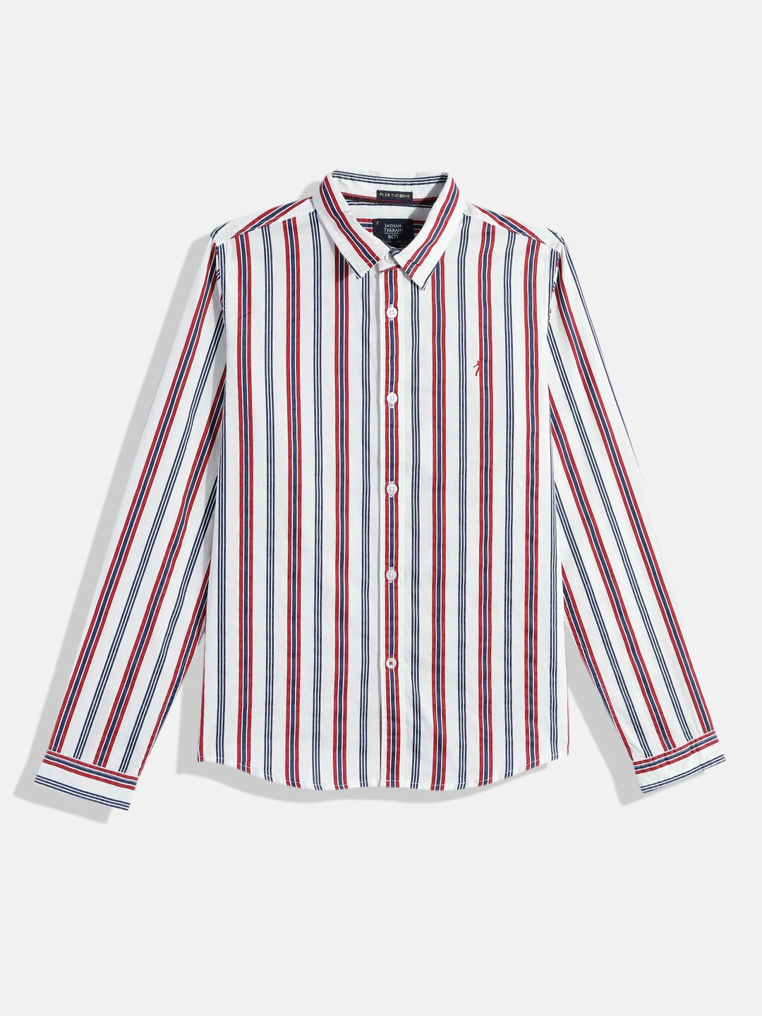 

Indian Terrain Boys Striped Pure Cotton Casual Shirt, White