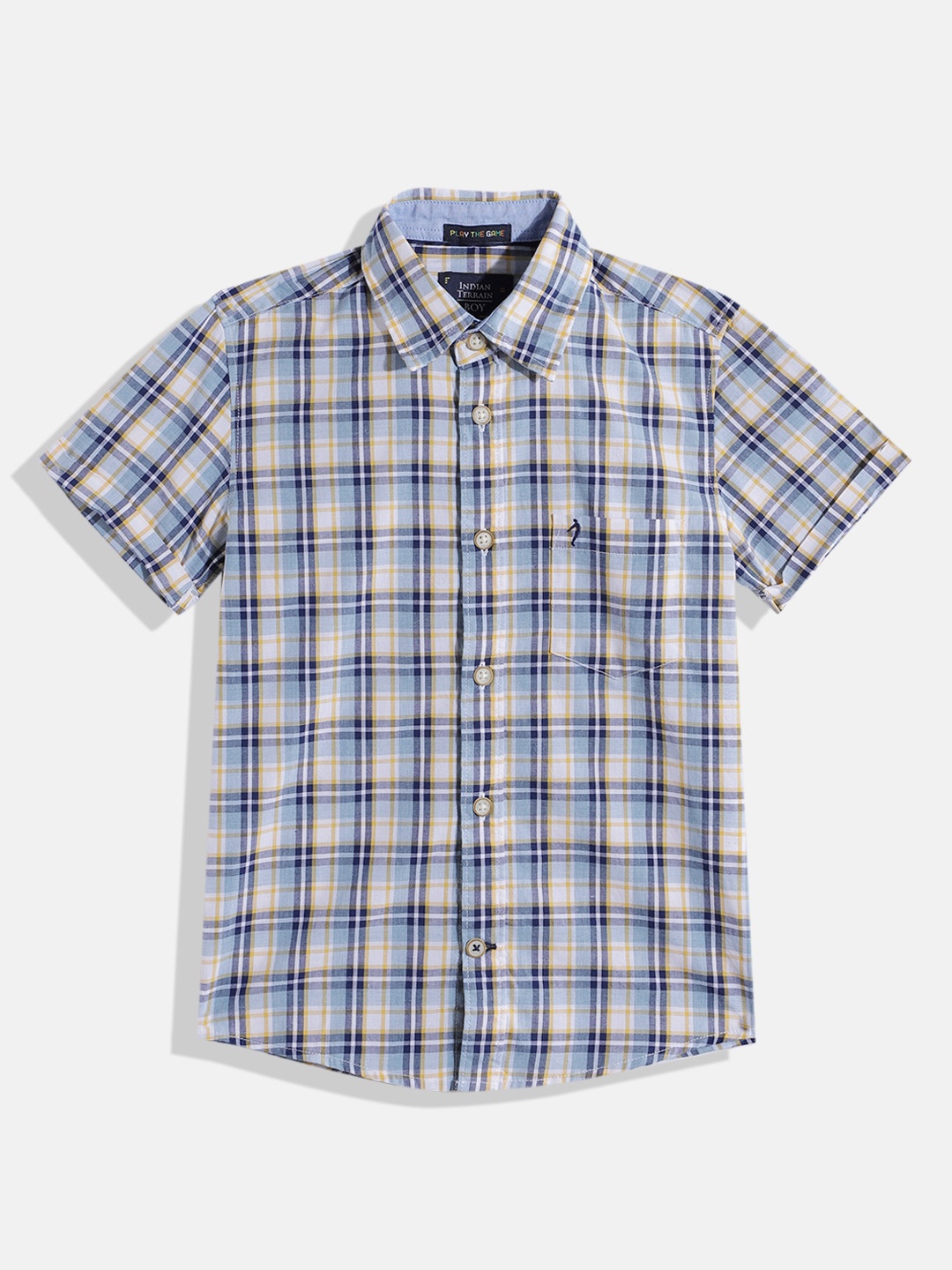 

Indian Terrain Boys Straight Tartan Checked Shirt, White