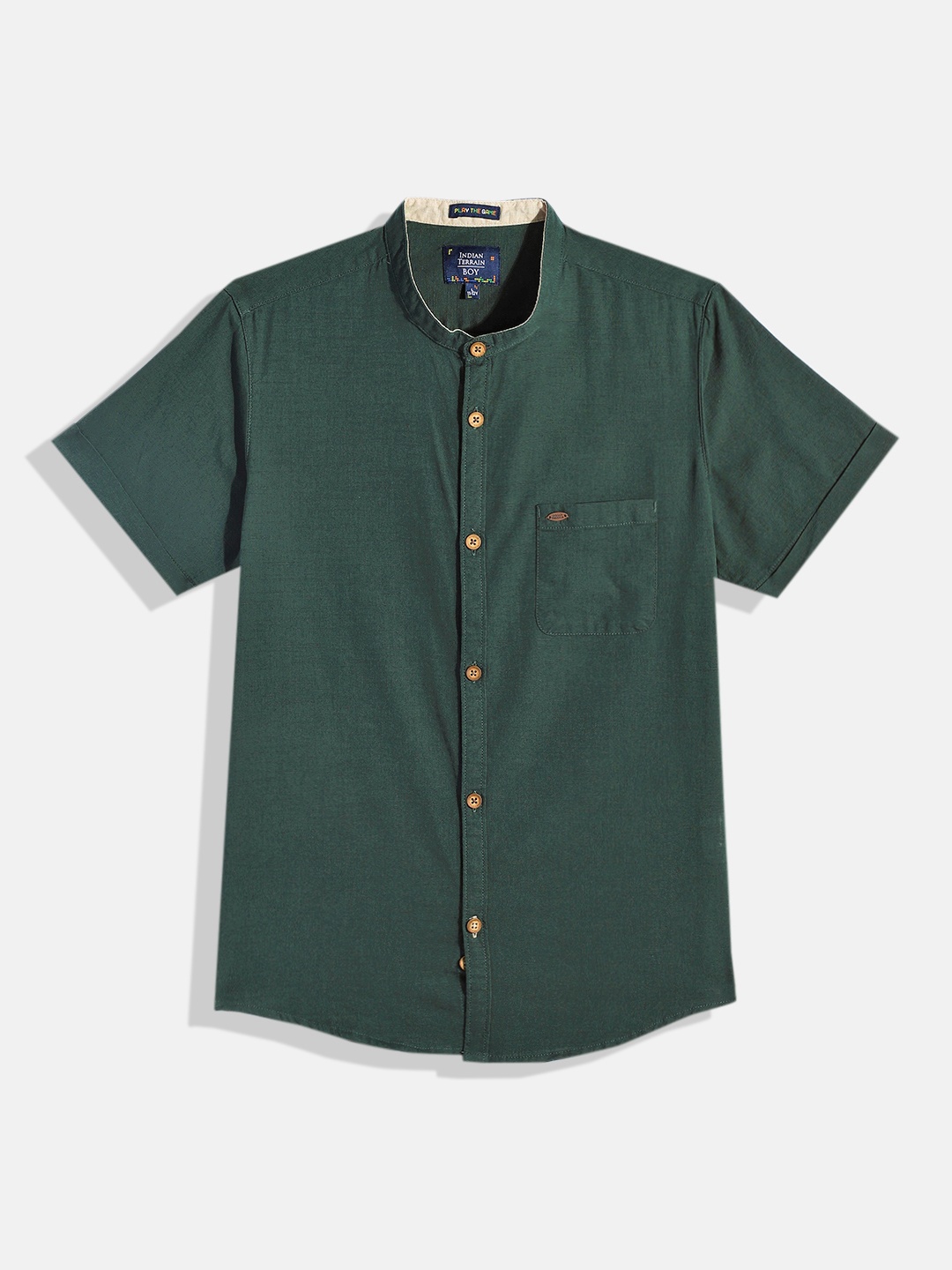 

Indian Terrain Boys Pure Cotton Casual Shirt, Green