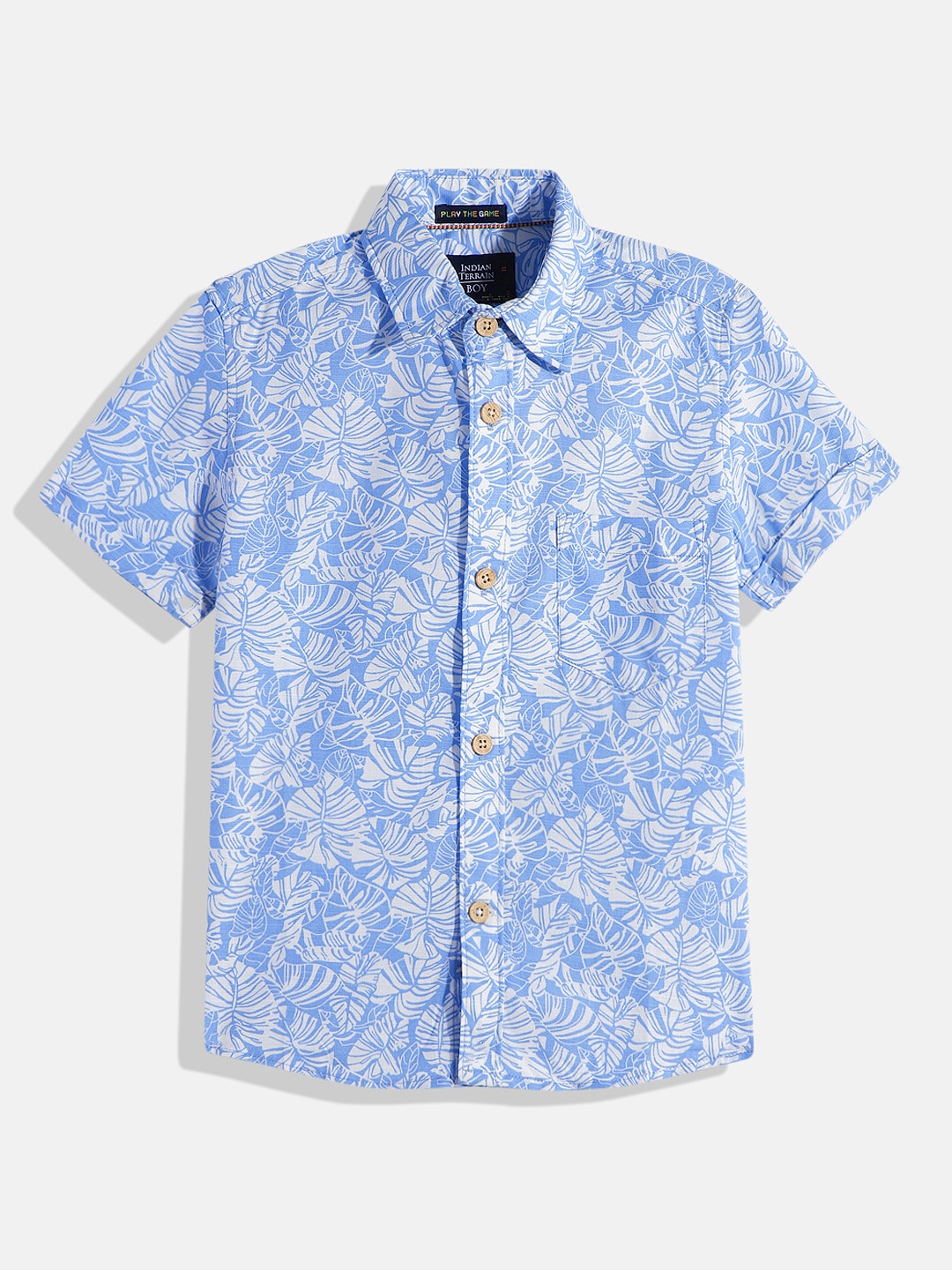 

Indian Terrain Boys Floral Printed Pure Cotton Casual Shirt, Blue