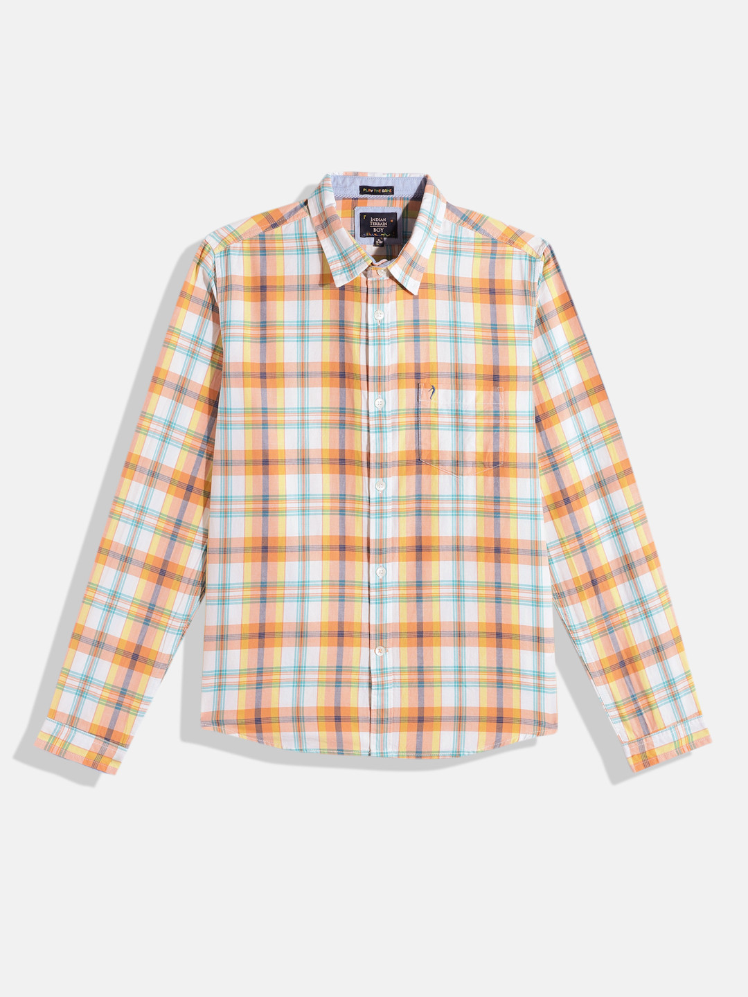

Indian Terrain Boys Straight Tartan Checked Pure Cotton Casual Shirt, Yellow