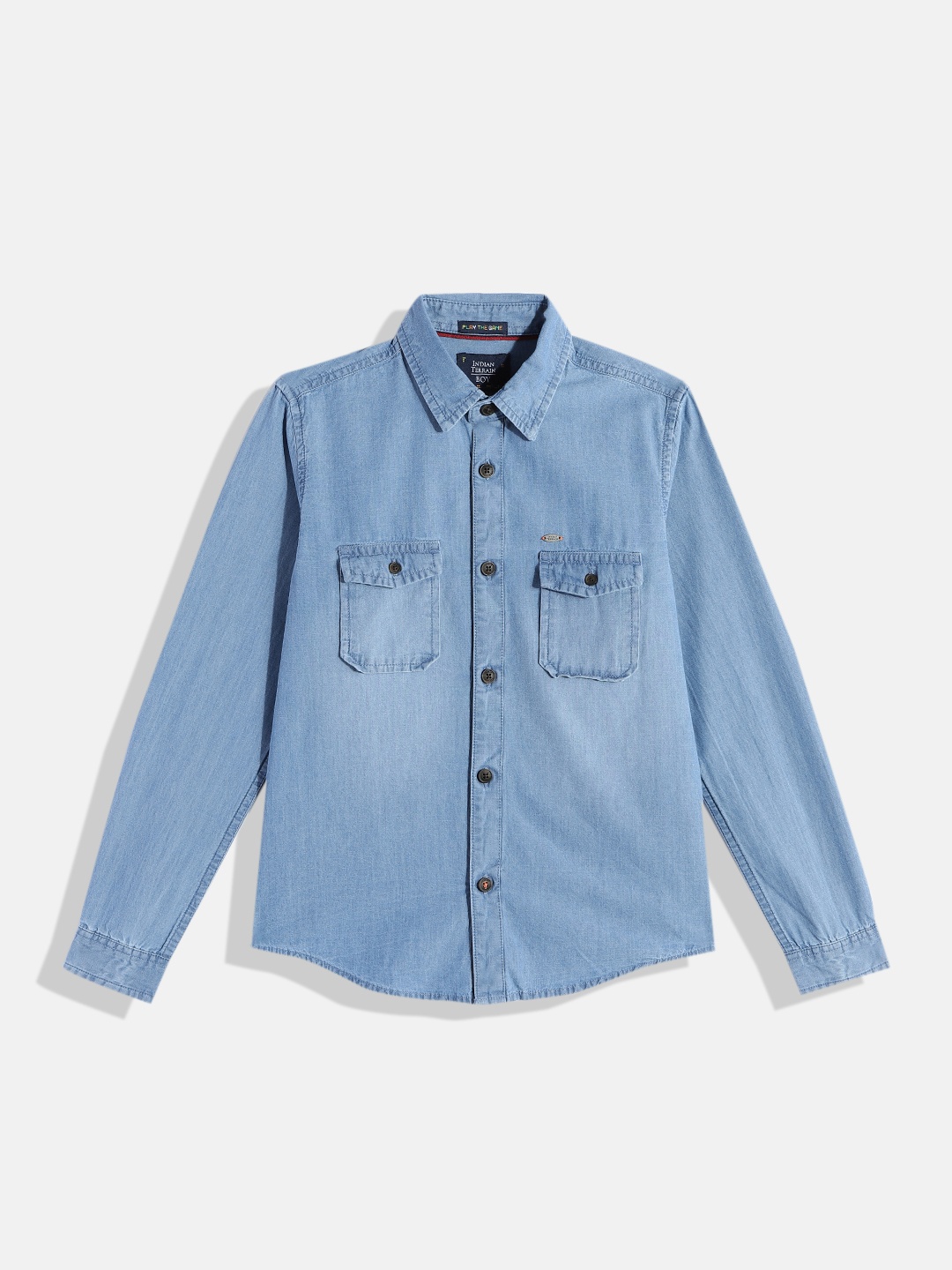 

Indian Terrain Boys Straight Pure Cotton Casual Shirt, Blue